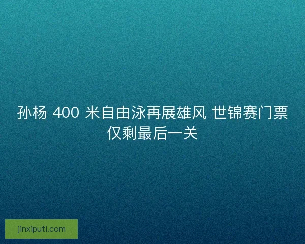 孙杨 400 米自由泳再展雄风 世锦赛门票仅剩最后一关
